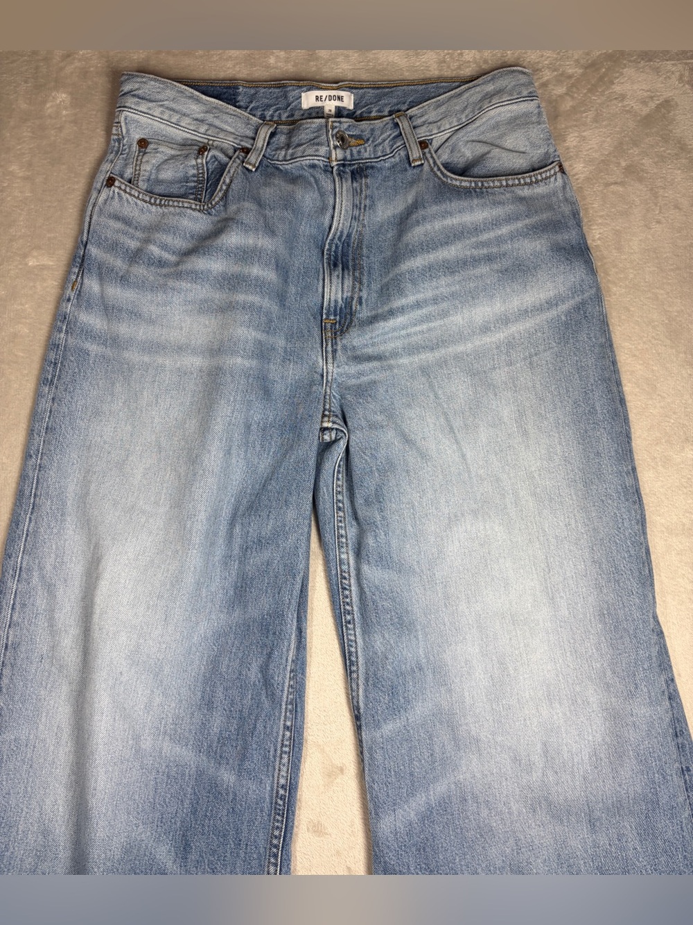 Re/Done Original Low Rider Loose Wide Leg Split Hem Vintage Flow Blue Jeans 28 — image 3 of 8